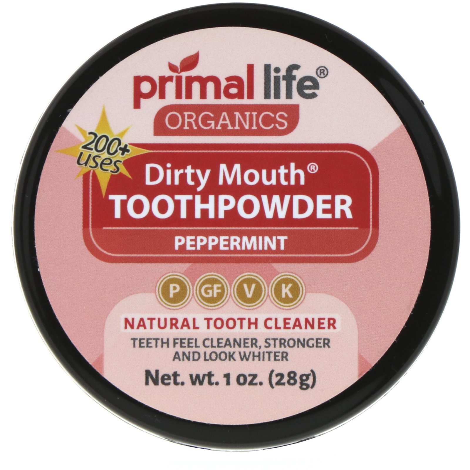 Primal Life Organics, Pó Dental Dirty Mouth, Hortelã, 28 g