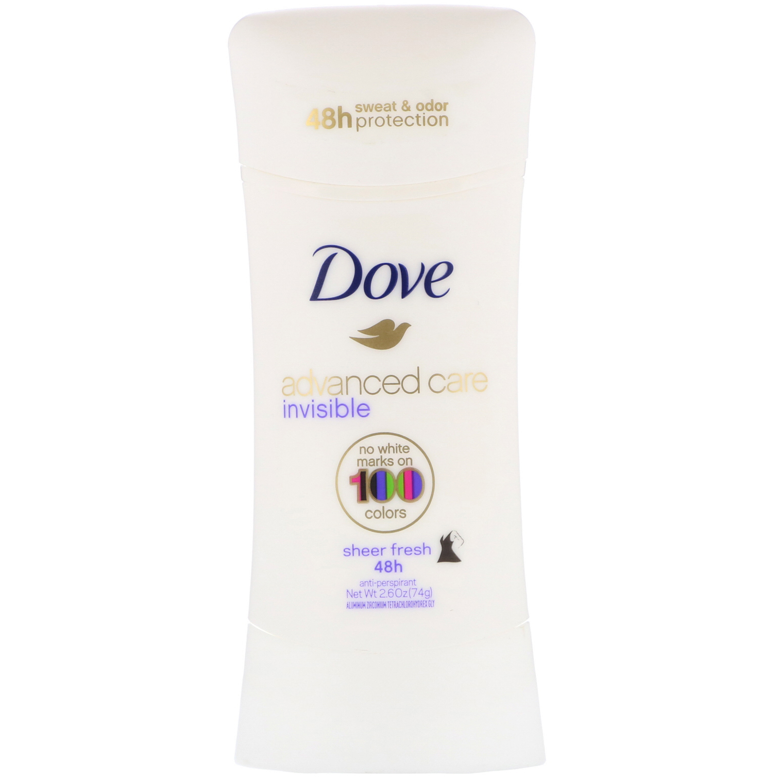 Dove, Advanced Care, Invisível, desodorante antitranspirante, Sheer Fresh, 74 g