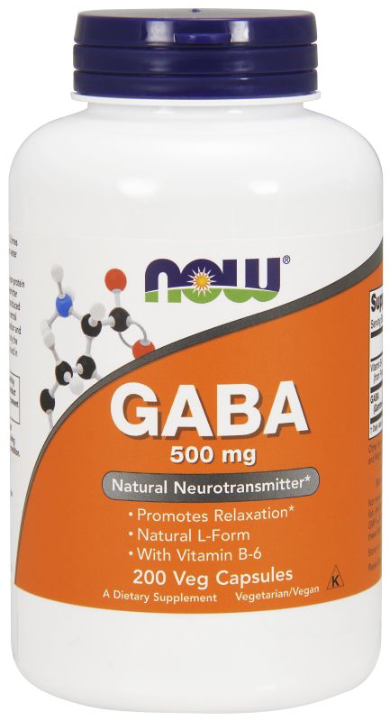 NOW Foods GABA 500 mg + B-6 - 200 Veg Capsules