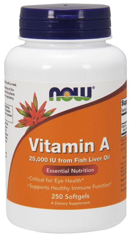 NOW Foods Vitamin A Fish Liver Oil - 250 Softgels