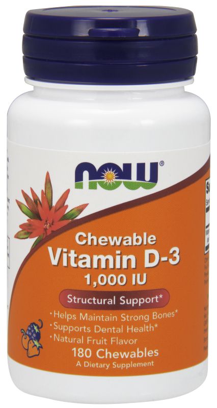 NOW Foods Vitamin D-3 1,000 IU - 180 Chewables - Imagem 2