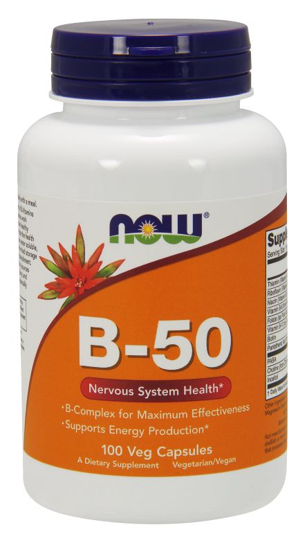 NOW Foods Vitamin B-50mg - 100 Veg Capsules - Imagem 2