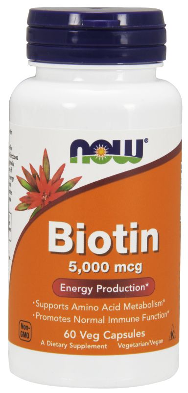 NOW Foods Biotin 5000 mcg - 60 Veg Capsules