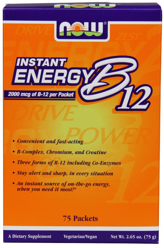 NOW Foods Instant Energy B-12 2,000 mcg of B-12 per packet - 75 Packets - Imagem 2