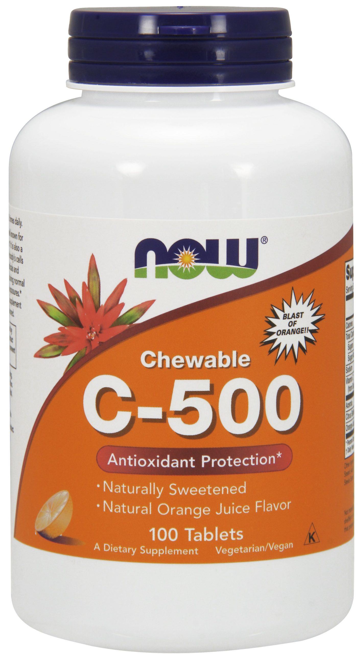 NOW Foods Vitamin C-500 Chewable Orange - 100 Lozenges