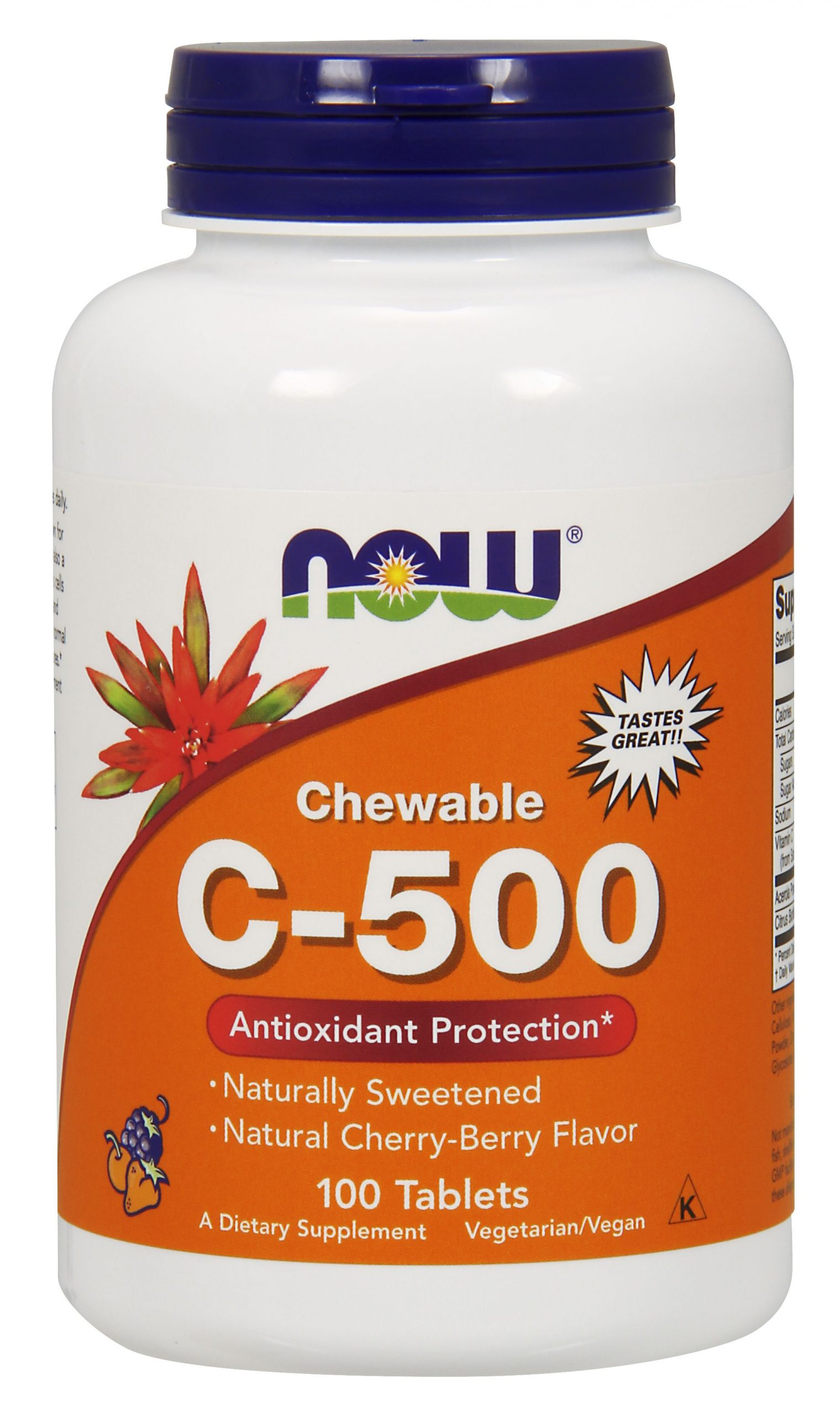 NOW Foods Vitamin C-500 Cherry Chewable - 100 Lozenges