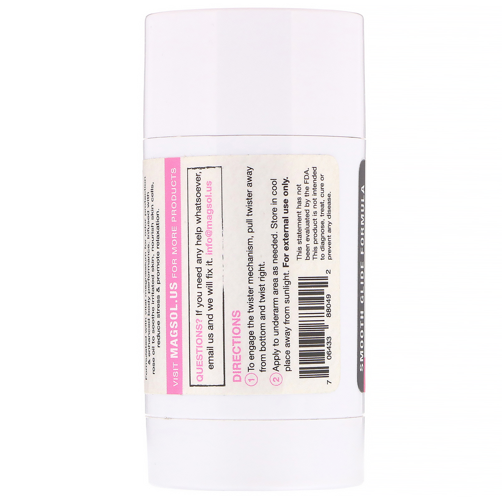 Magsol, Desodorante de Magnésio, Rosas, 2,8 oz (80 g) - Imagem 2