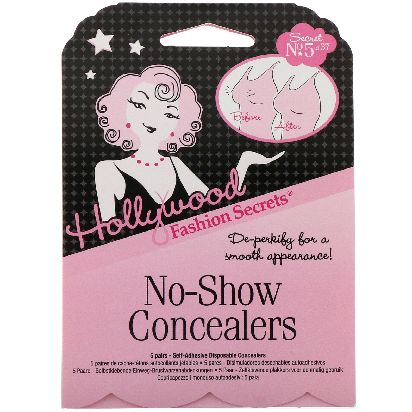 Hollywood Fashion Secrets, Protetor de mamilos No-Show, 5 pares