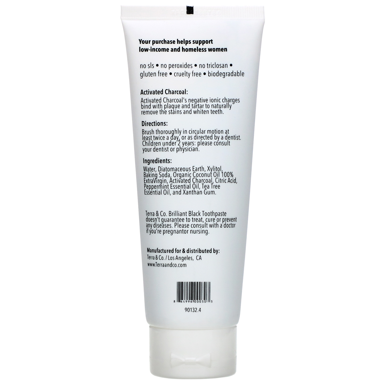 Terra & Co., Creme Dental Preto Brilhante, Hortelã, 113 g (4 oz) - Imagem 2