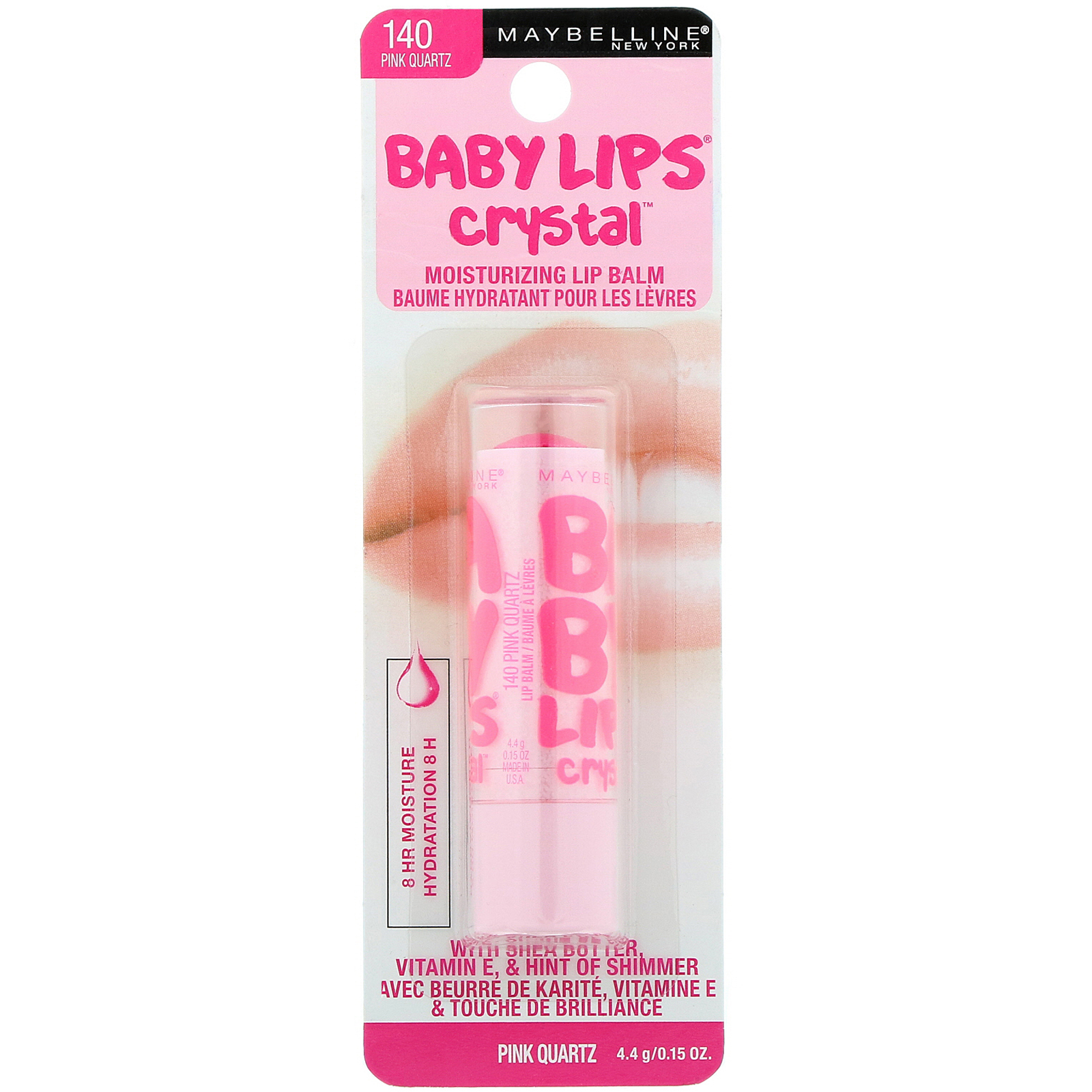 Maybelline, Baby Lips Crystal, Protetor Labial Hidratante, Pink Quartz 140, 4,4 g - Imagem 2