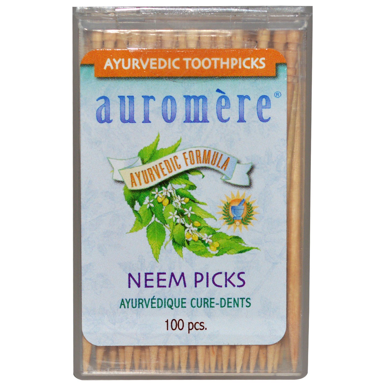 Auromere, Palitos de dente Ayurvédicos, Palitos Neem 100 palitos