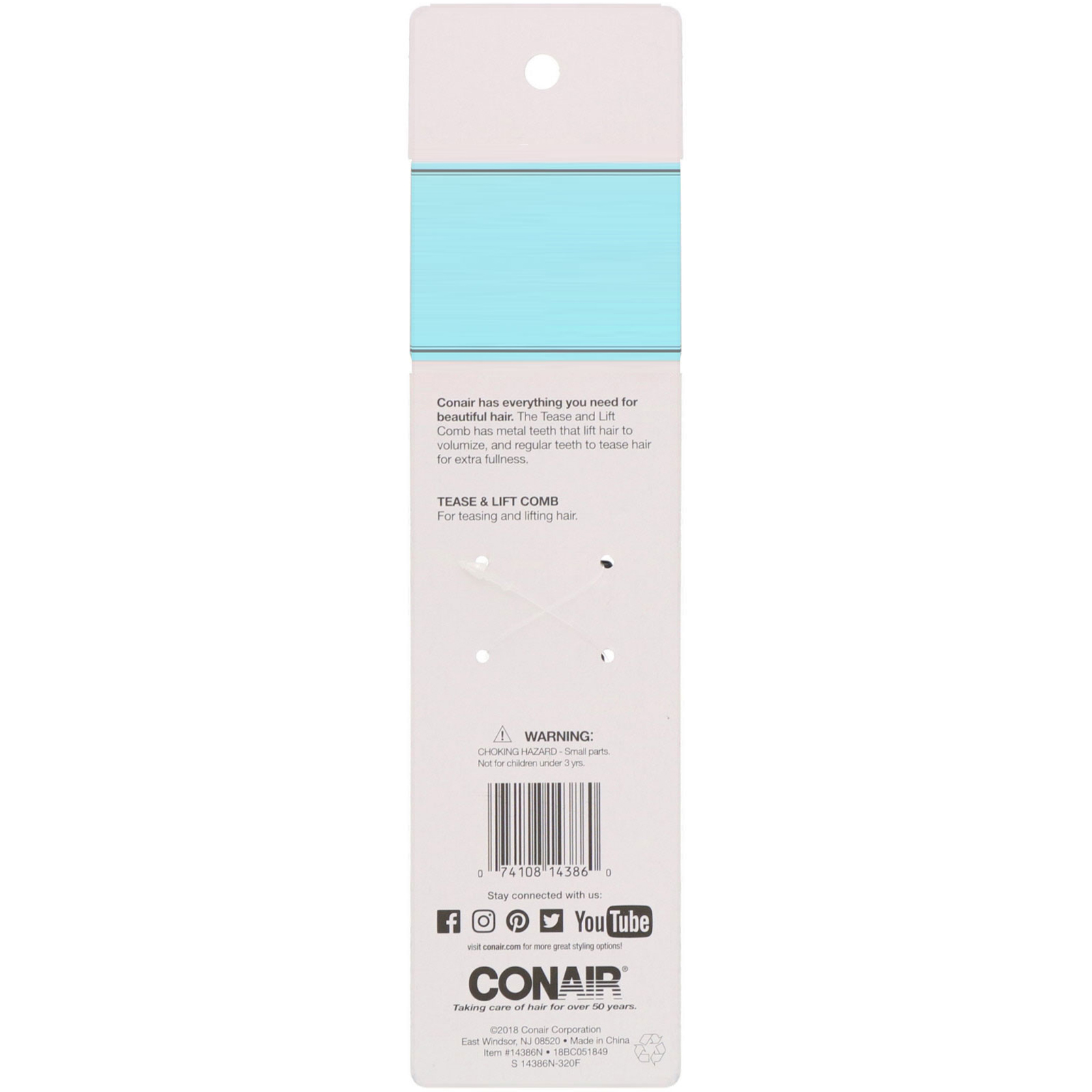 Conair, Volumize & Fullness, dois pentes em um; pente Tease & Lift, 1 pente - Imagem 3