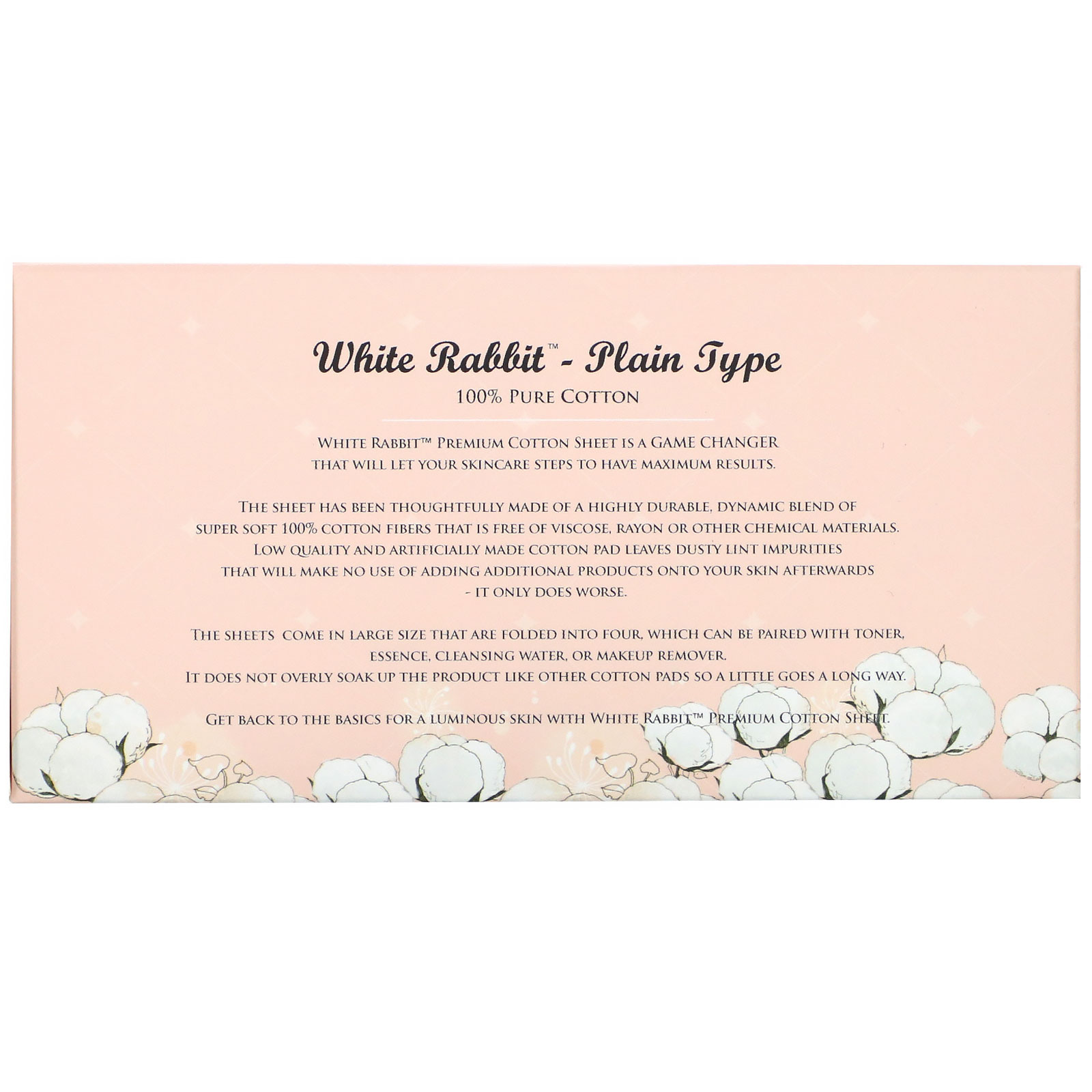 White Rabbit, Premium Cosmetic Cotton Sheet, Plain, 200 Sheets - Imagem 2