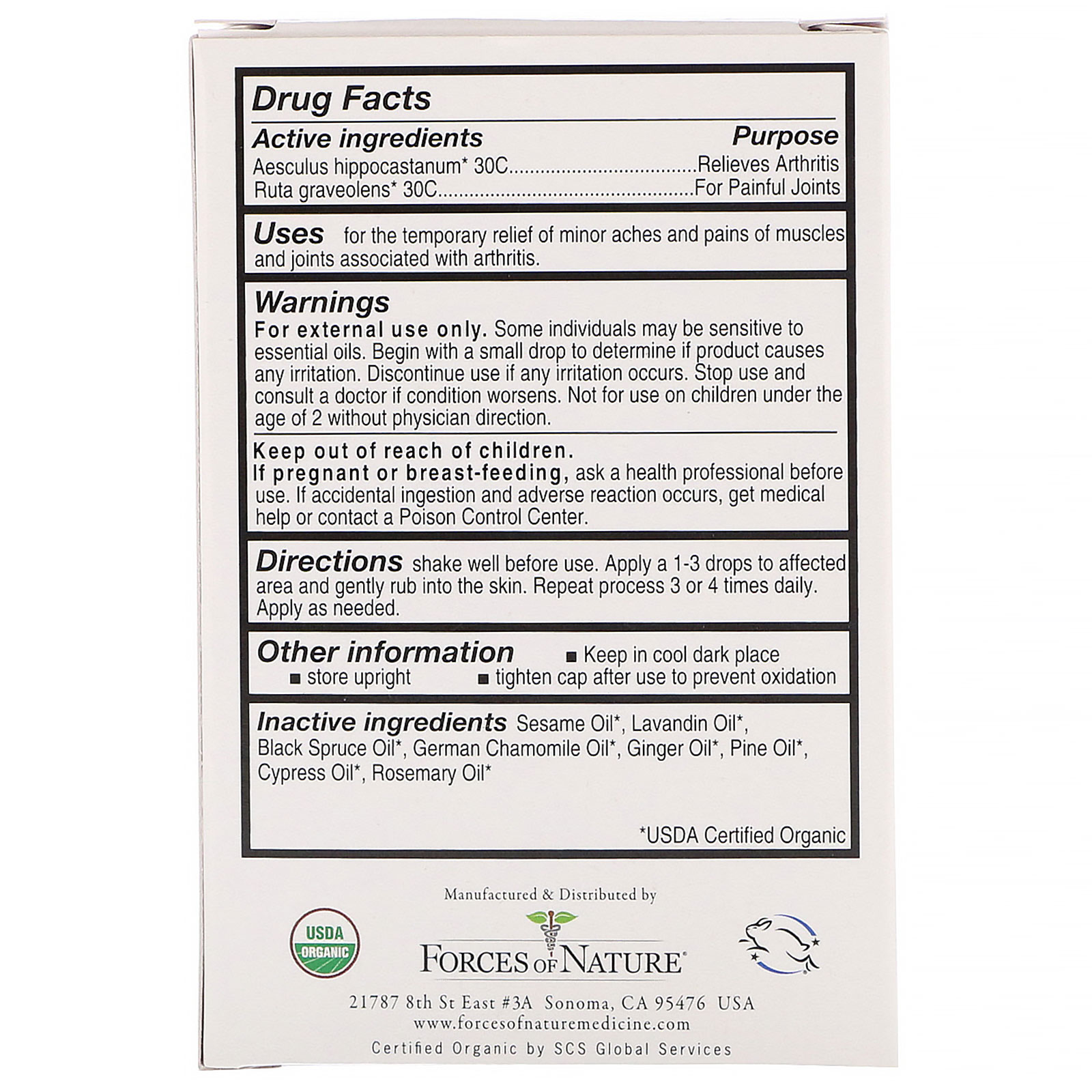 Forces of Nature, Dor Articular, Controle da Dor, 11 ml (0,37 oz) - Imagem 2
