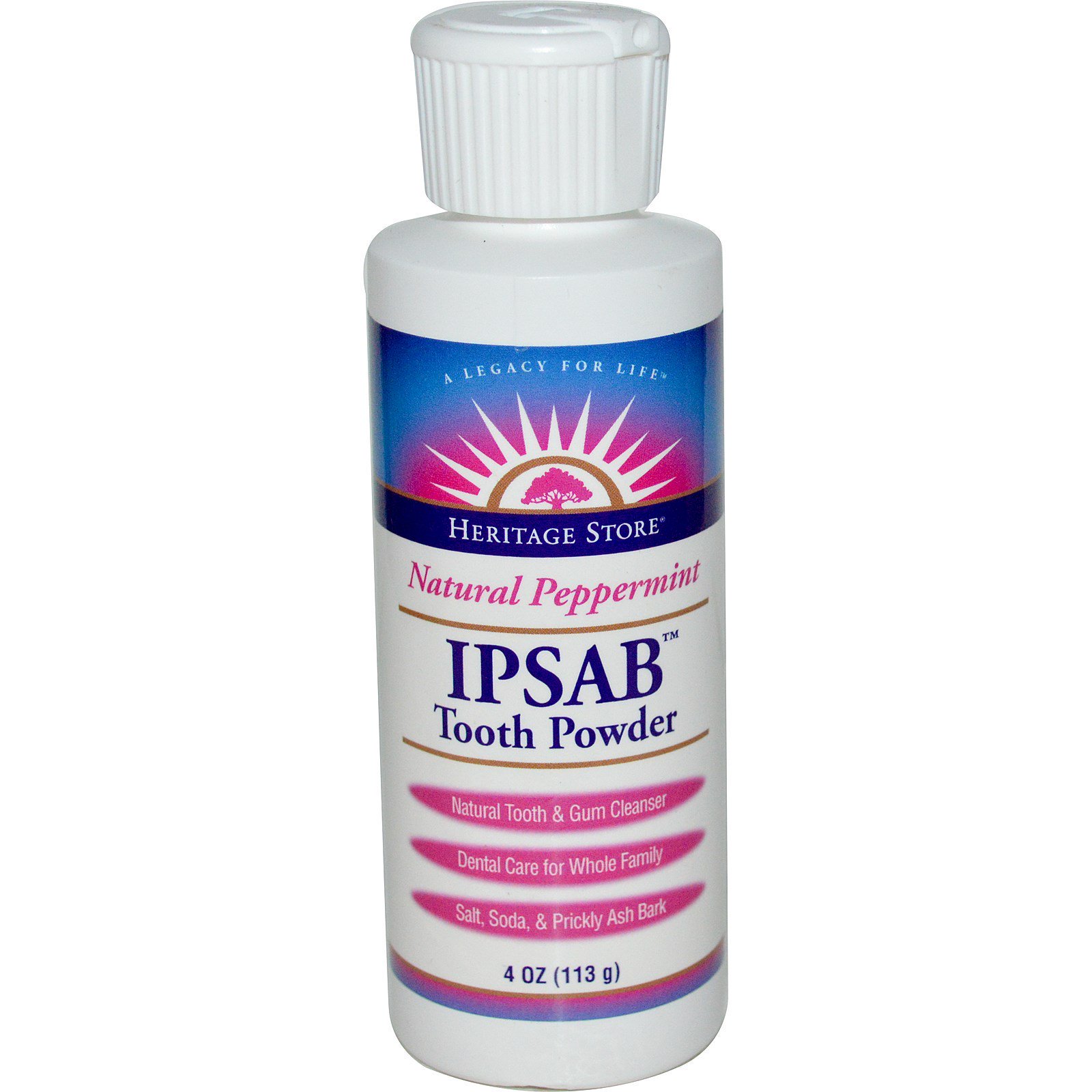Heritage Store, Pó Dental IPSAB, Hortelã Natural, 4 oz (113 g)
