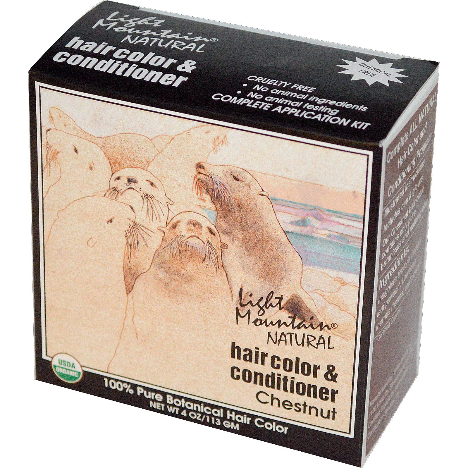 Light Mountain, Tintura e Condicionador Capilar Natural, Castanho, 113 g (4 oz)