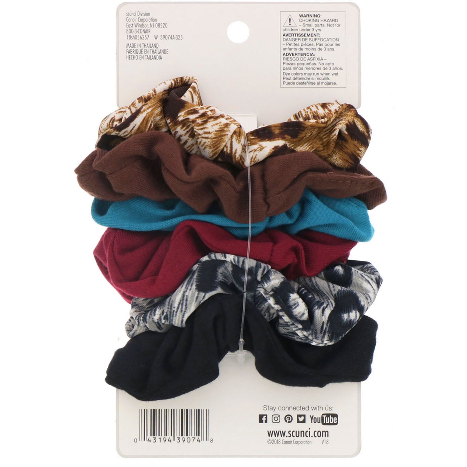 Scunci, Elásticos de cabelo tipo scrunchies originais, 6 peças - Imagem 2