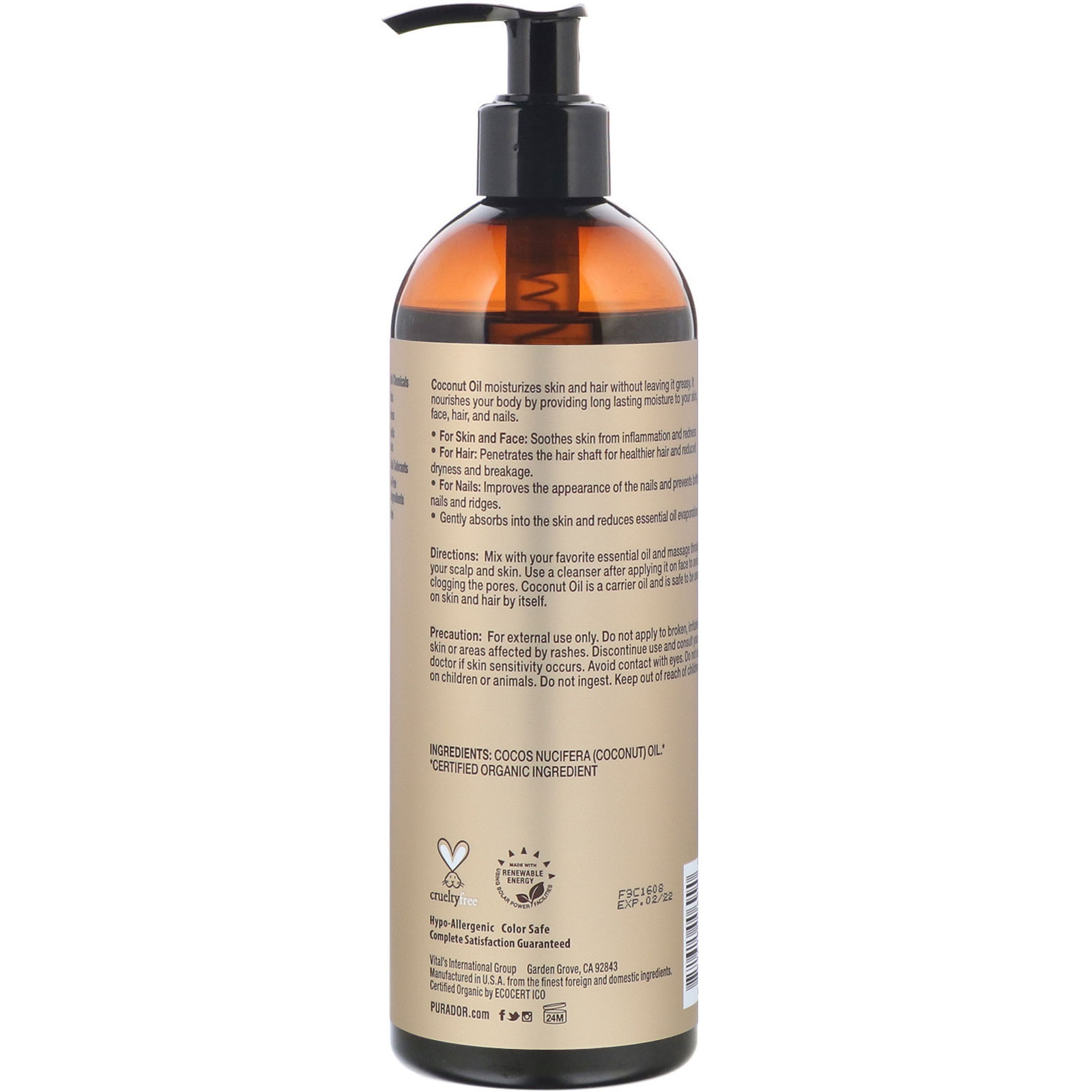 Pura D'or, Professional, Óleo de Coco Fracionado, 473 ml (16 fl oz) - Imagem 2