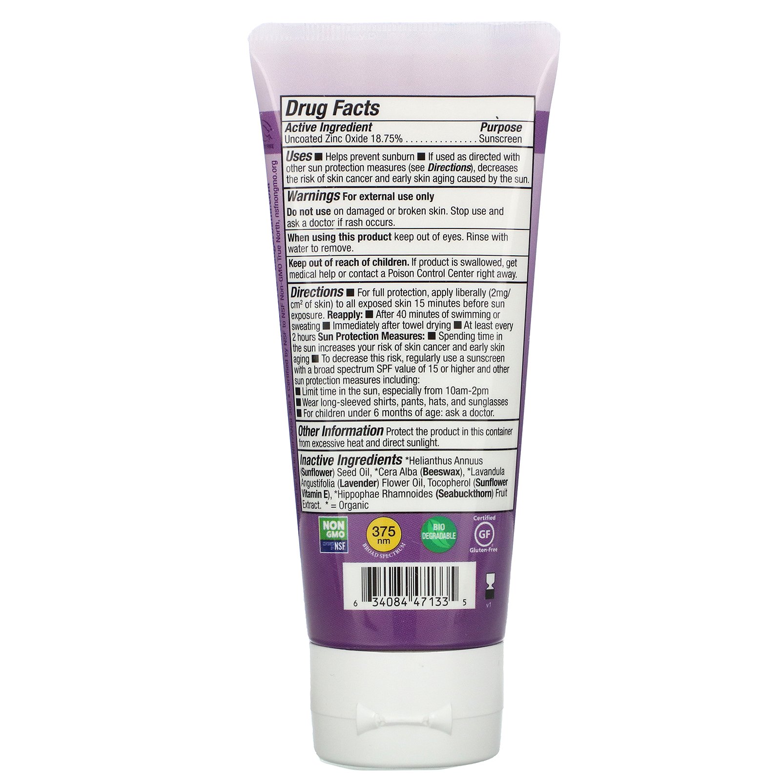 Badger Company, Natural Mineral Sunscreen Cream, SPF 30, Lavender, 2.9 fl oz (87 ml) - Imagem 2