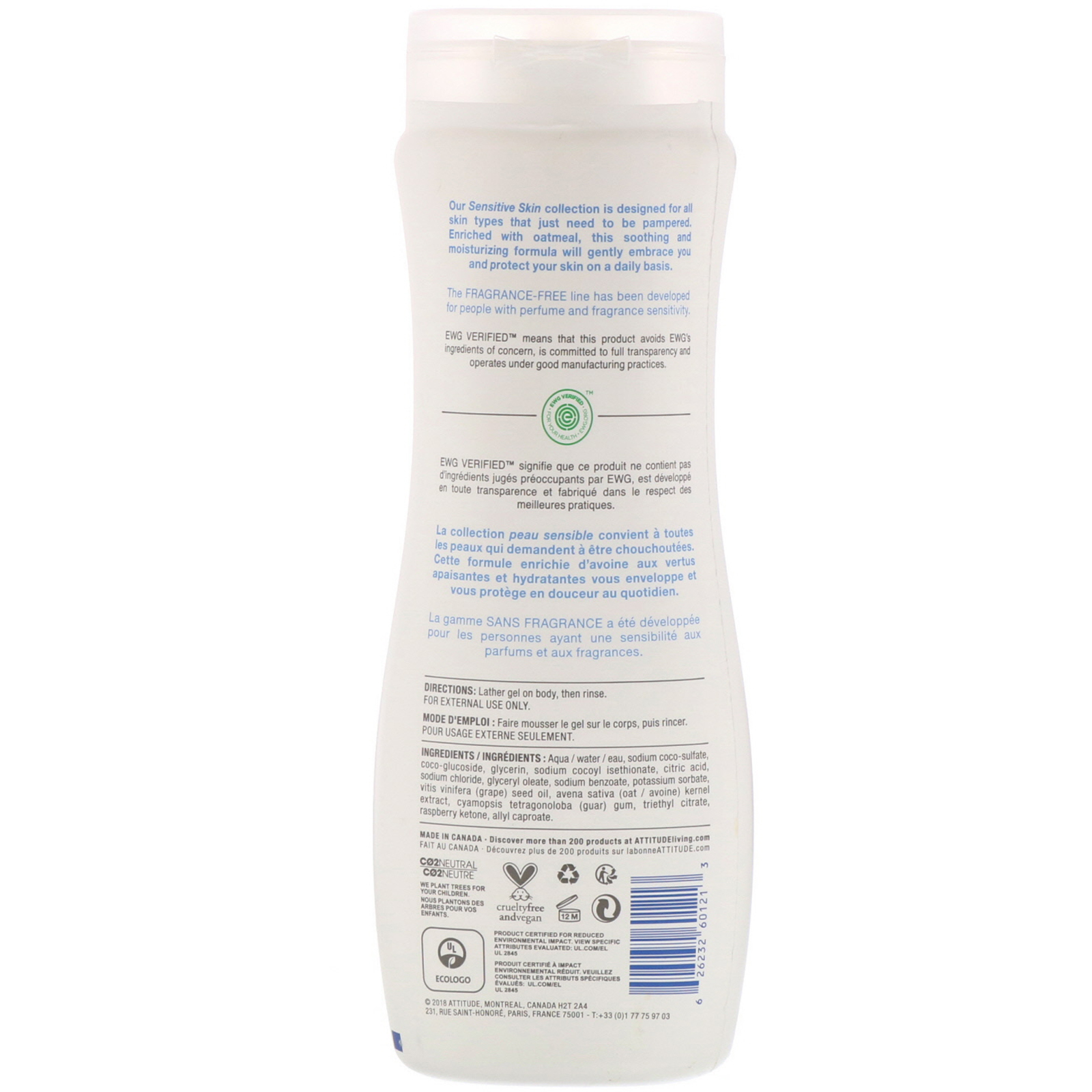 ATTITUDE, Gel de Banho Natural, Mais Suavidade, Sem Fragrância, 16 fl oz (473 ml) - Imagem 2