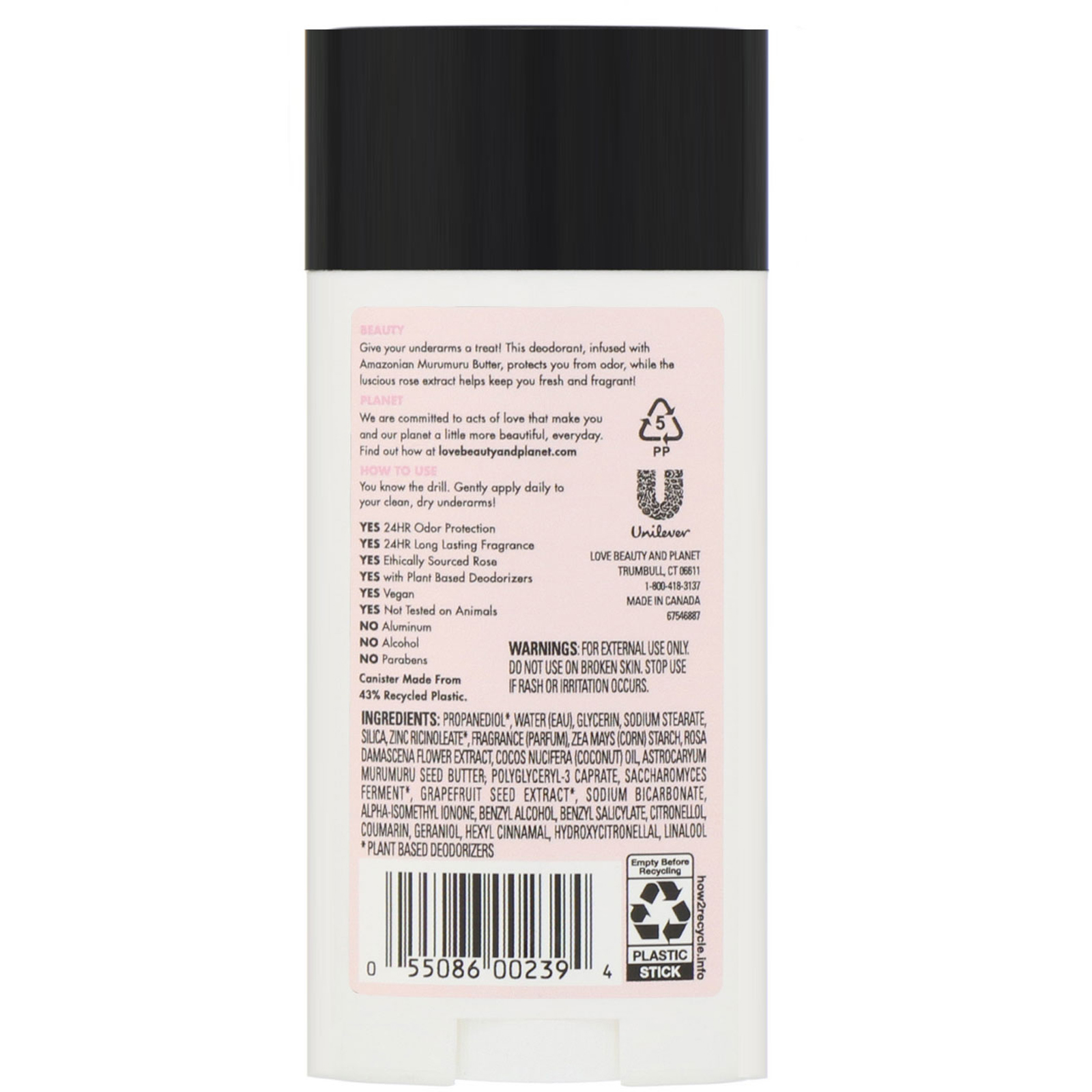 Love Beauty and Planet, Desodorante relaxante, manteiga de murumuru e rosa, 83,5 g - Imagem 2