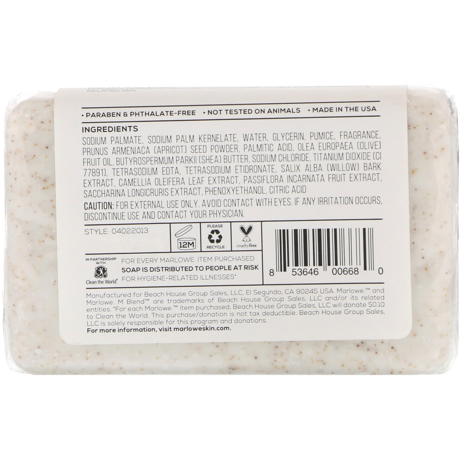 Marlowe, Sabonete esfoliante corporal em barra masculino, No. 102, 198,4 g - Imagem 2
