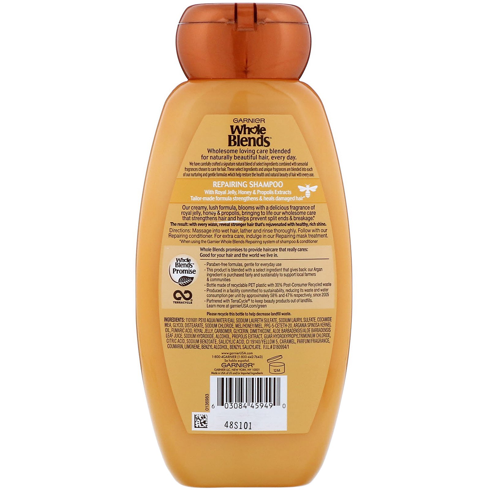 Garnier, Whole Blends, shampoo reparador Honey Treasures, 370 ml - Imagem 2
