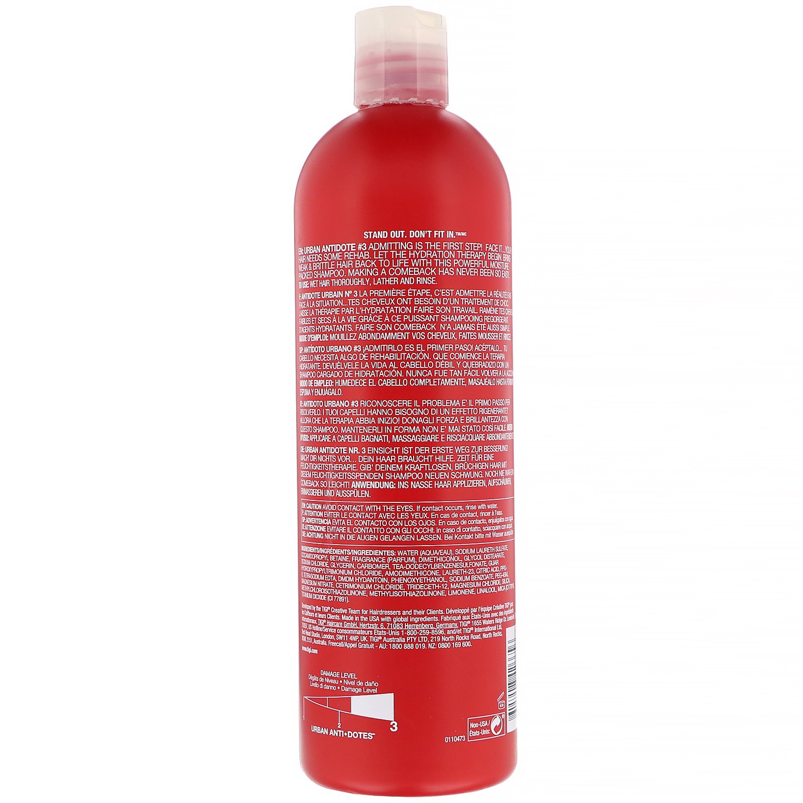 TIGI, Bed Head, Urban Anti+dotes, Resurrection, Shampoo nível de dano 3, 750 ml (25,36 fl oz) - Imagem 2