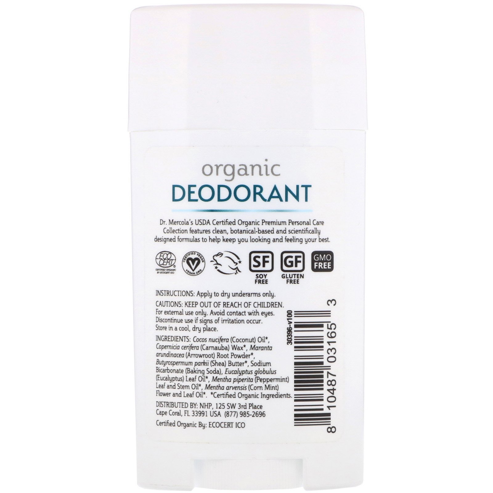 Dr. Mercola, Desodorante Orgânico, Eucalipto e Menta, 2,5 (70,8 g) - Imagem 2