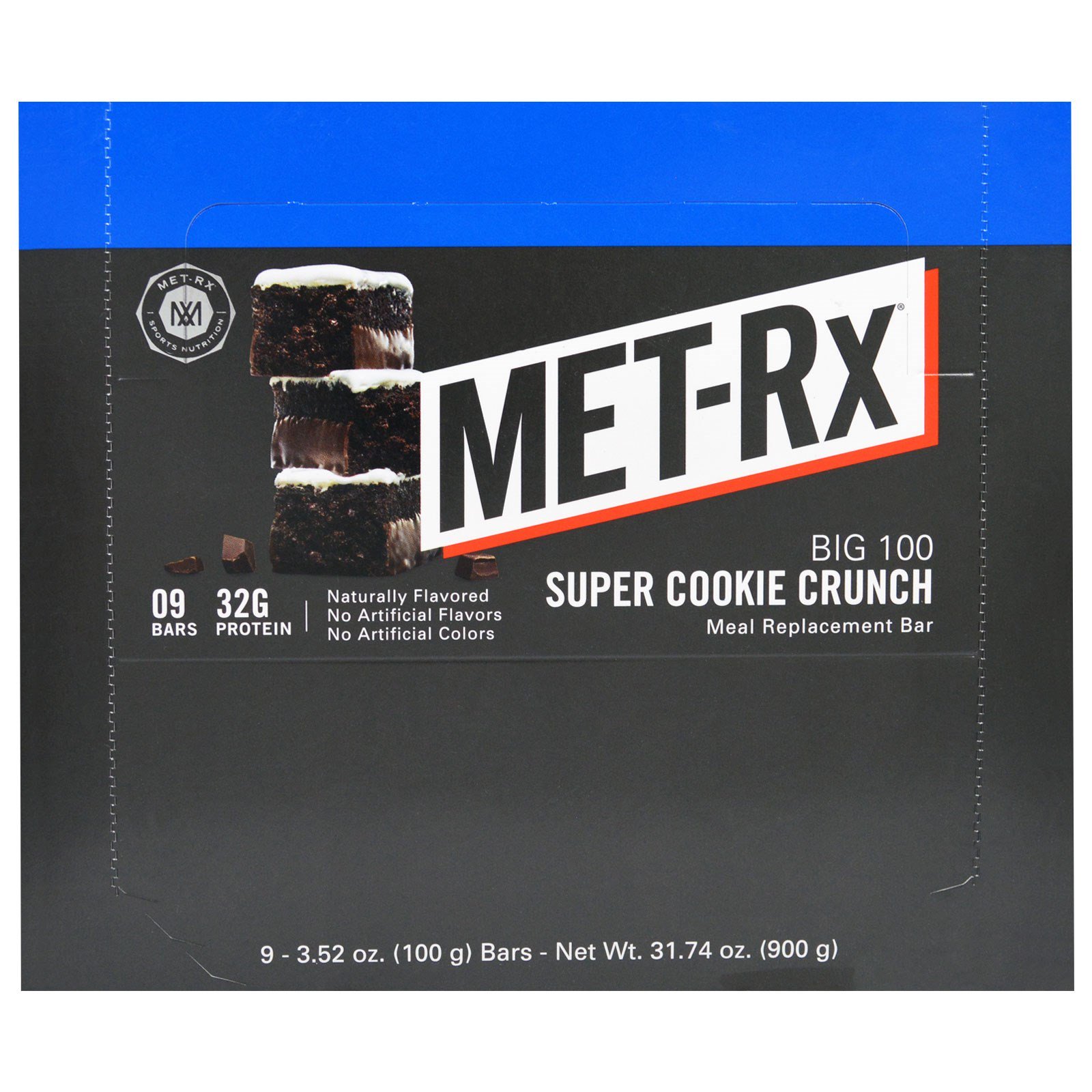 MET-Rx, Big 100, Barra de Substituição de Refeição, Super Cookie Crunch, 9 Barras, 100 g (3,52 oz) Cada - Imagem 2