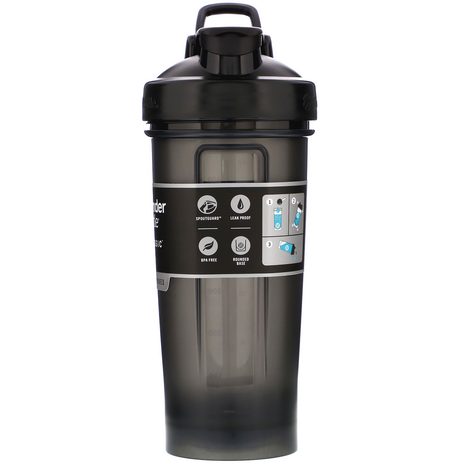 Blender Bottle, Classic With Loop, Black, 28 oz (828 ml) - Imagem 2
