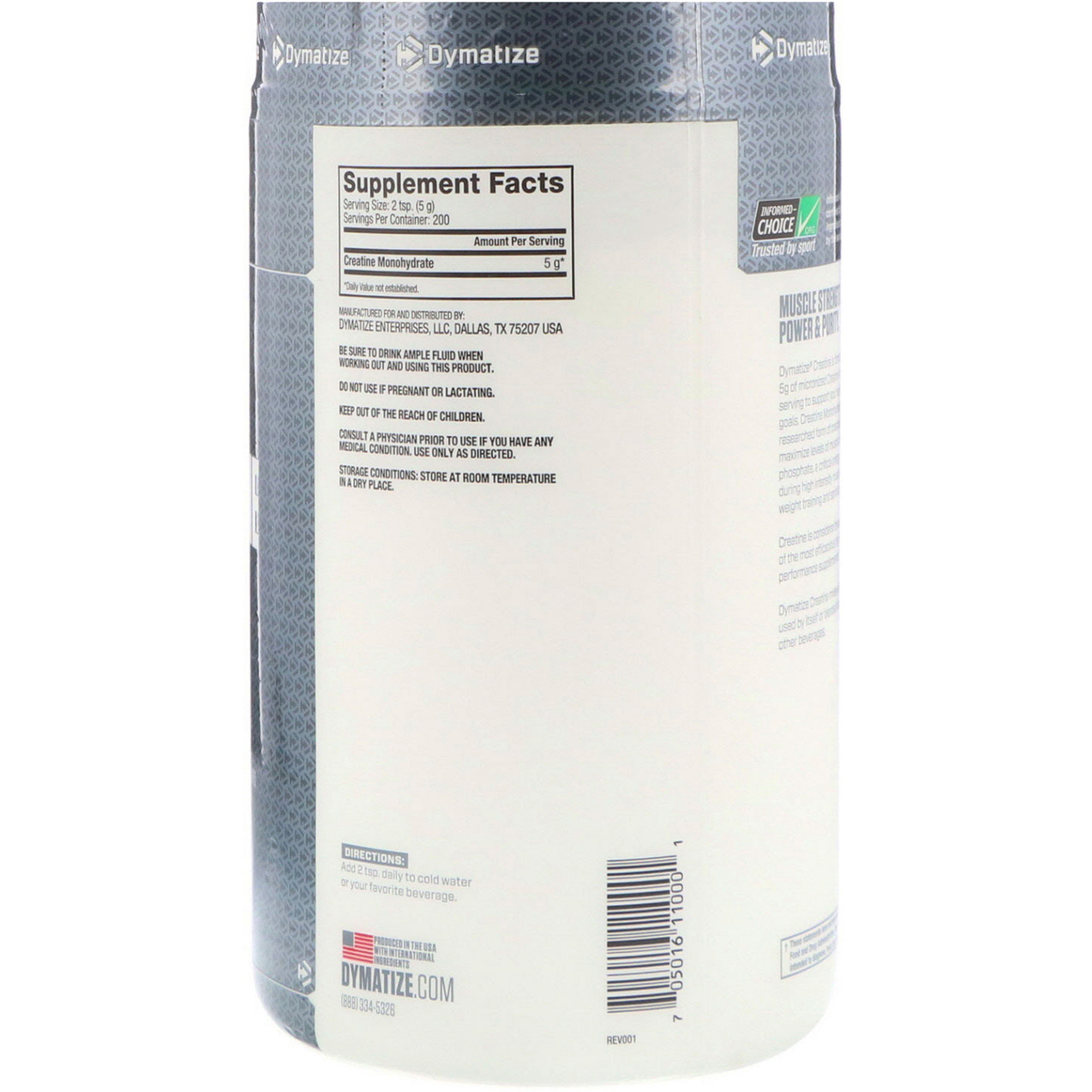 Dymatize Nutrition, Creatine Micronized, Unflavored, 35.27 oz (1 kg) - Imagem 2