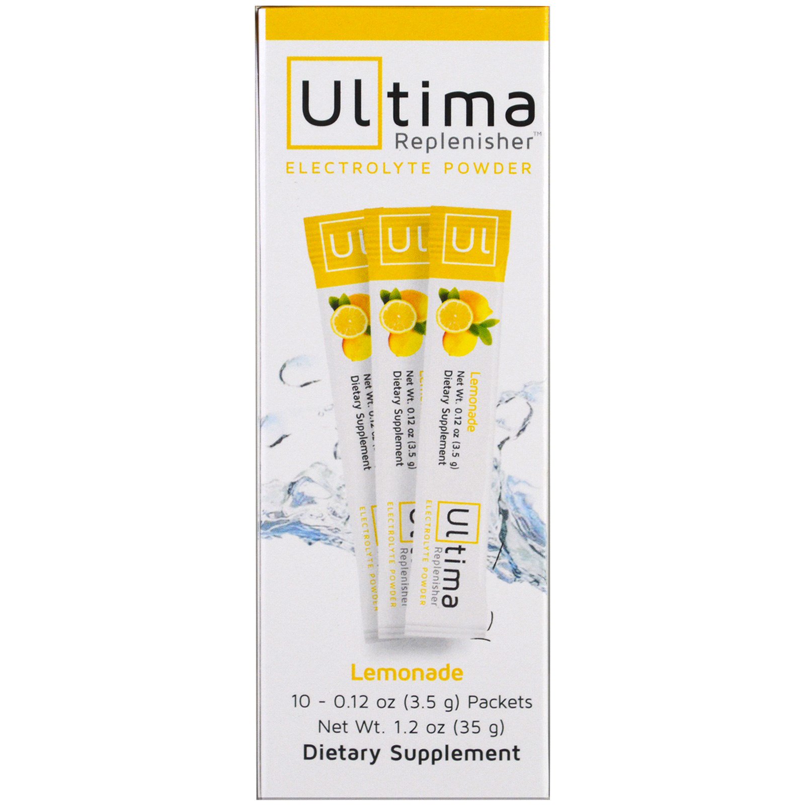 Ultima Replenisher, Pó eletrólito repositor Ultima, Limonada, 10 embalagens, 0,12 oz (3.5 g) Cada