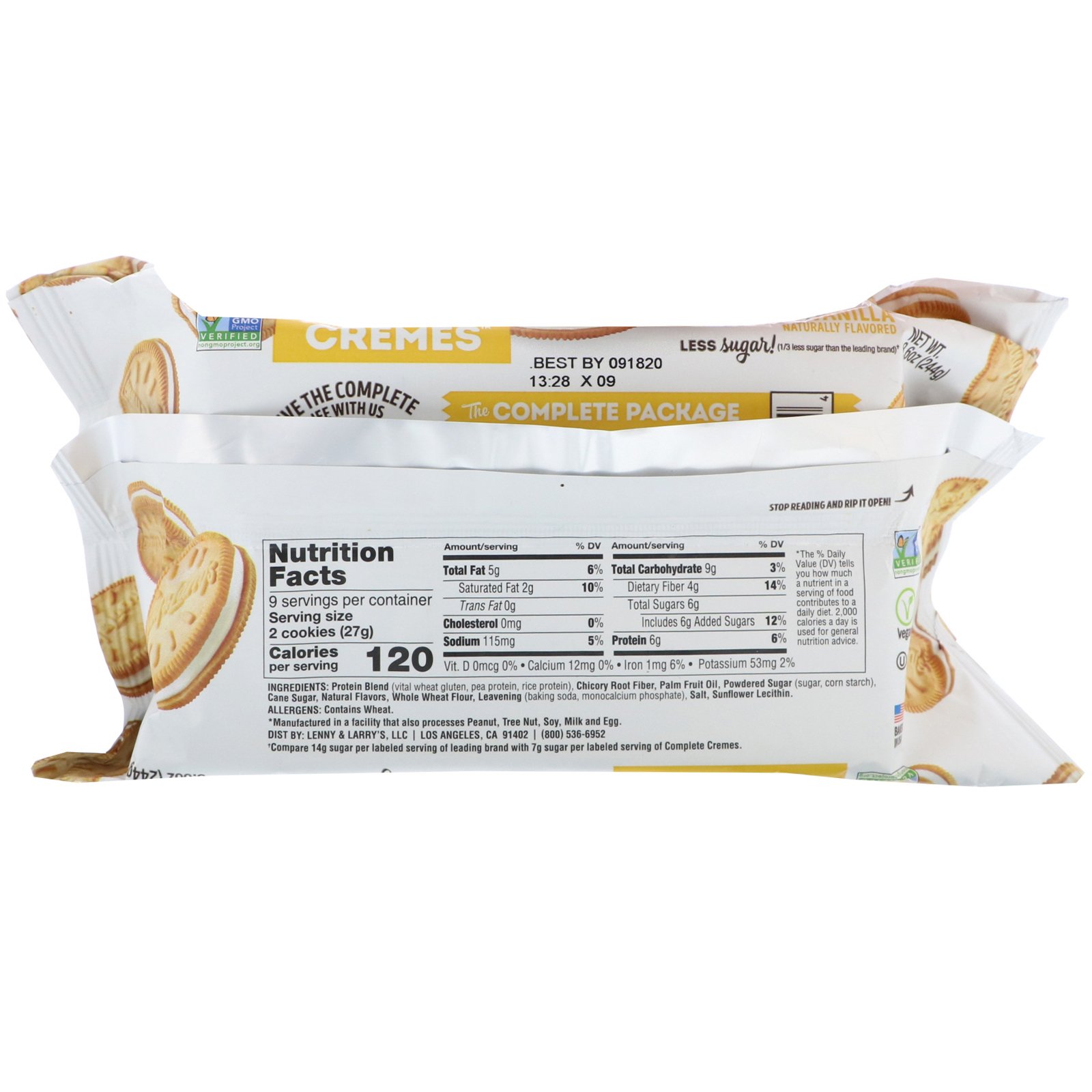 Lenny & Larry's, The COMPLETE CREAMS, Vanilla, 8.6 oz (244 g) - Imagem 2