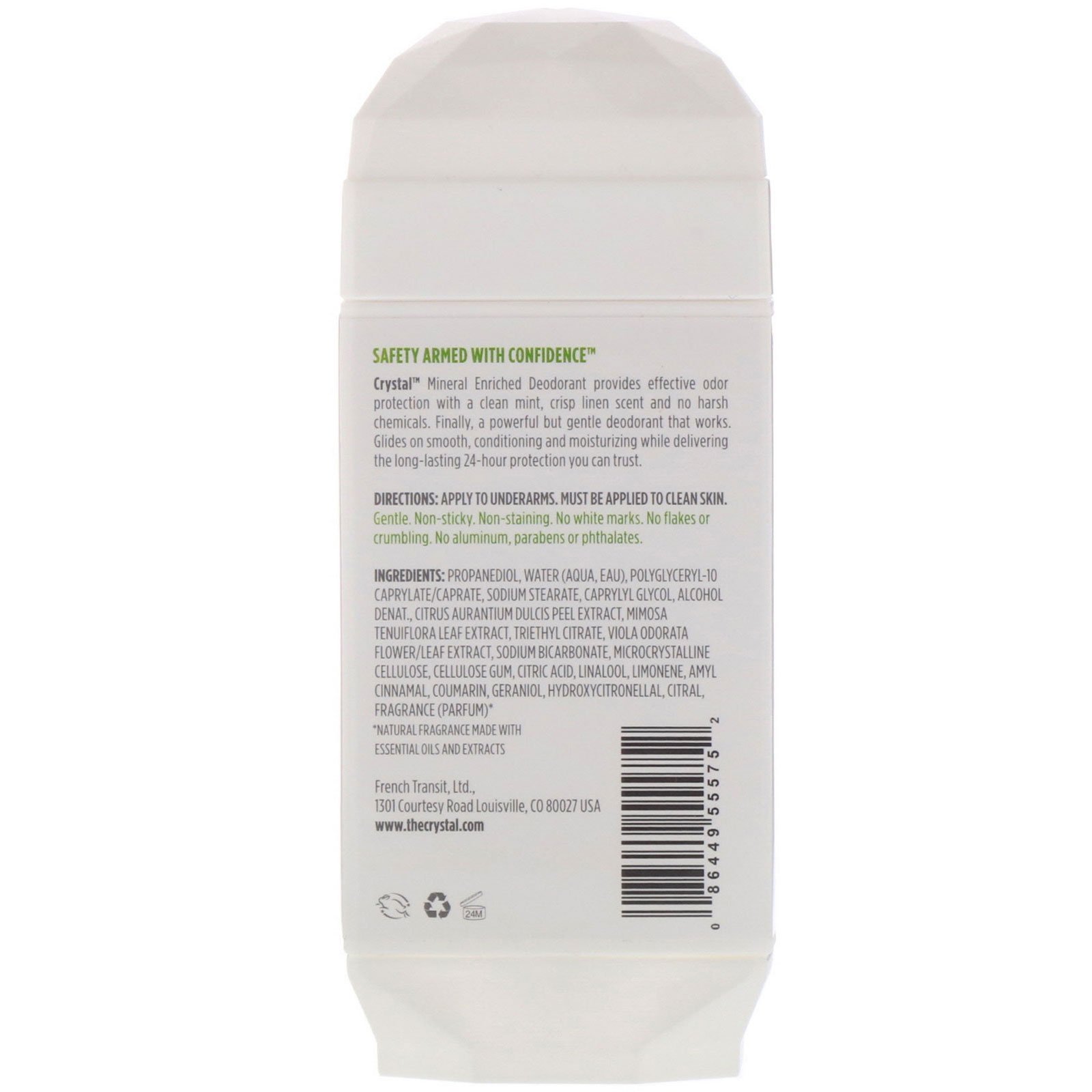Crystal Body Deodorant, Mineral Enriched Deodorant Invisible Solid, Freshly Minted, 2.5 oz (70 g) - Imagem 2