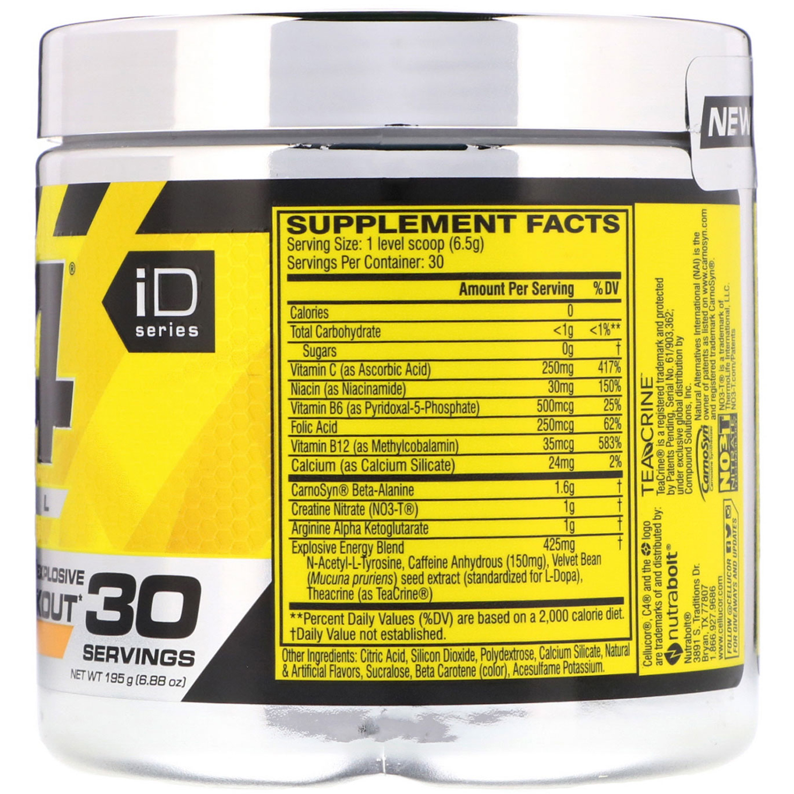 Cellucor, C4 Original Explosivo, Pré Treino, Laranja, 6,88 oz (195 g) - Imagem 2