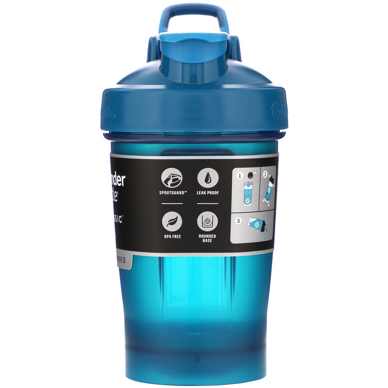 Blender Bottle, Classic With Loop, Ocean Blue, 20 oz - Imagem 2
