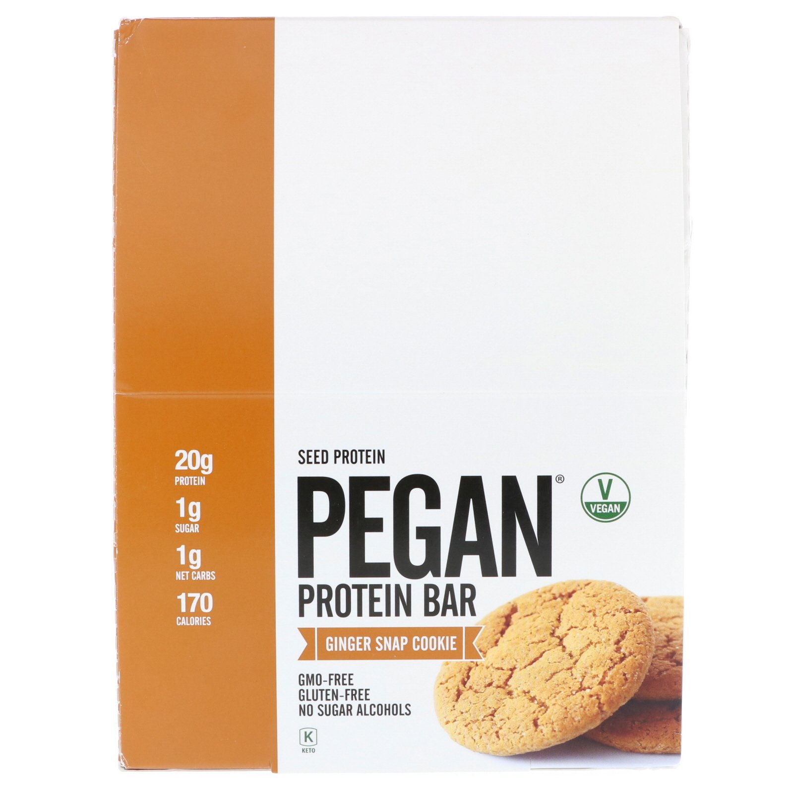 Julian Bakery, PEGAN Protein Bar, Seed Protein, Ginger Snap Cookie, 12 Bars, 2.28 oz (64.7 g) Each - Imagem 2