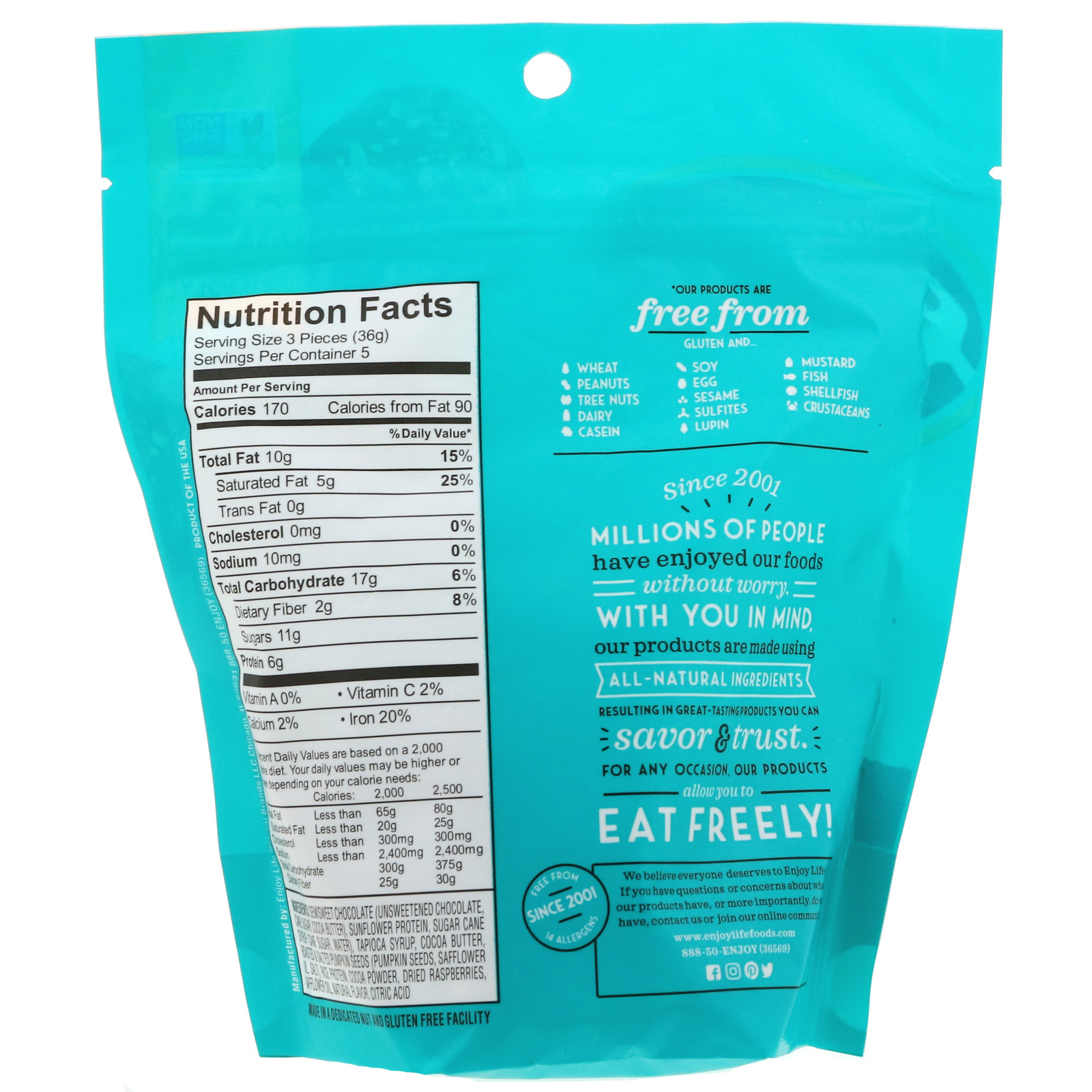 Enjoy Life Foods, Bites de Proteína de Chocolate, Framboesa Escura, 180 g (6,4 oz) - Imagem 2