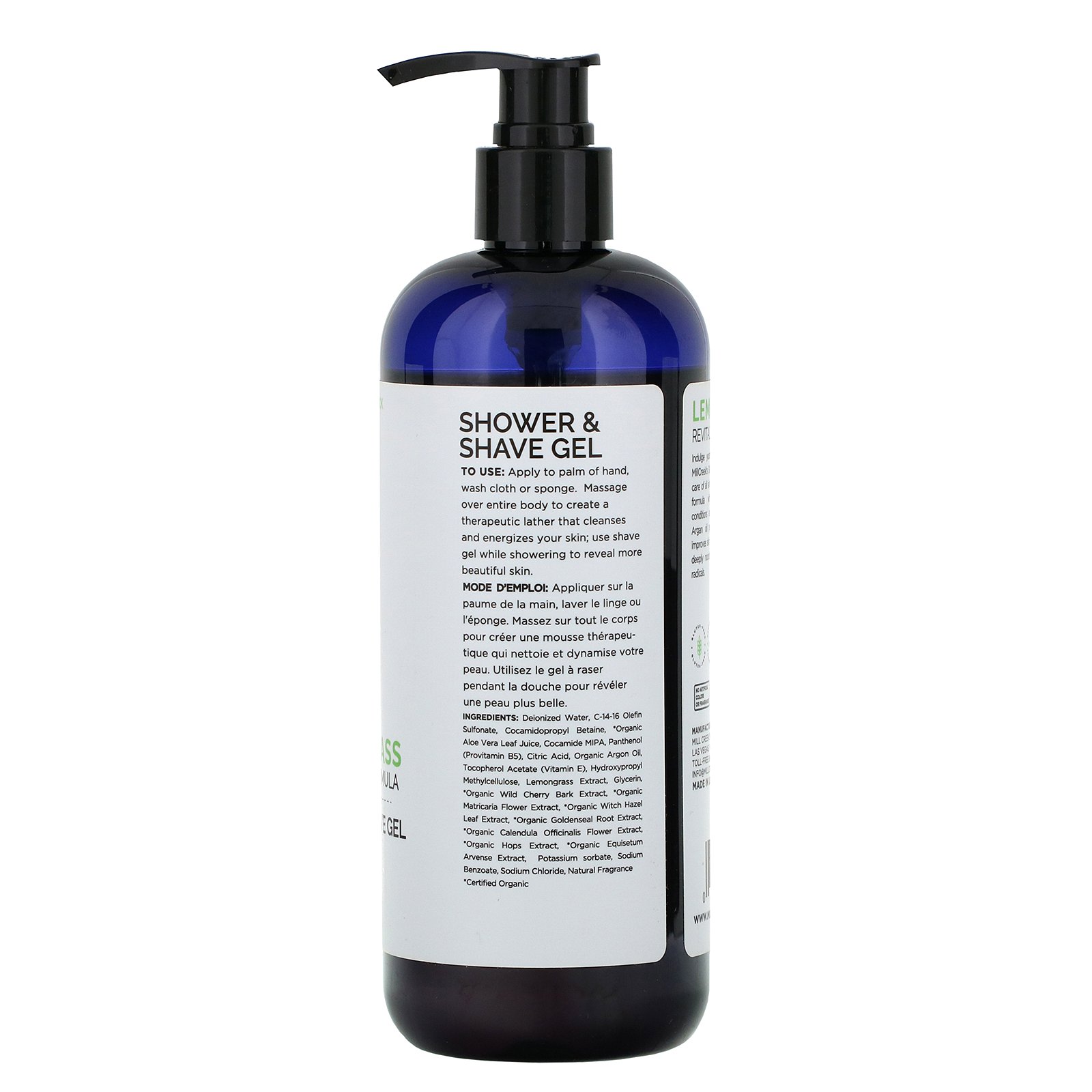 Mill Creek Botanicals, Shower & Shave Gel, Lemongrass, 14 fl oz (414 ml) - Imagem 2