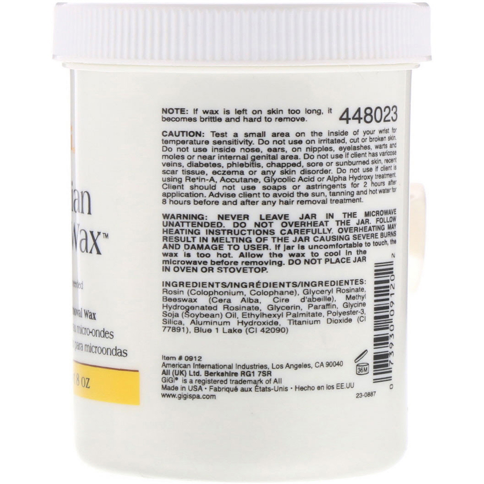Gigi Spa, Cera de Depilação Brasileira, Cera de Microondas para Remoção de Pêlos, 8 oz (226 g) - Imagem 2