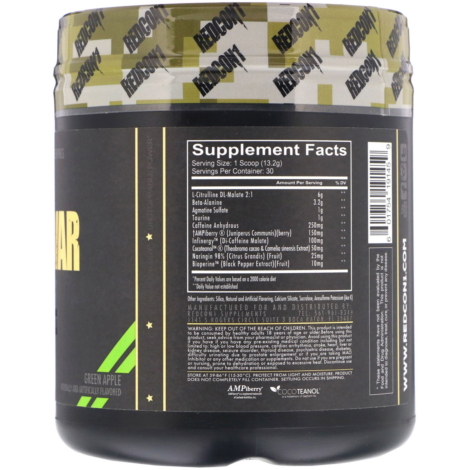 Redcon1, Total War, Preworkout, Green Apple, 13.93 oz (394.89 g) - Imagem 2