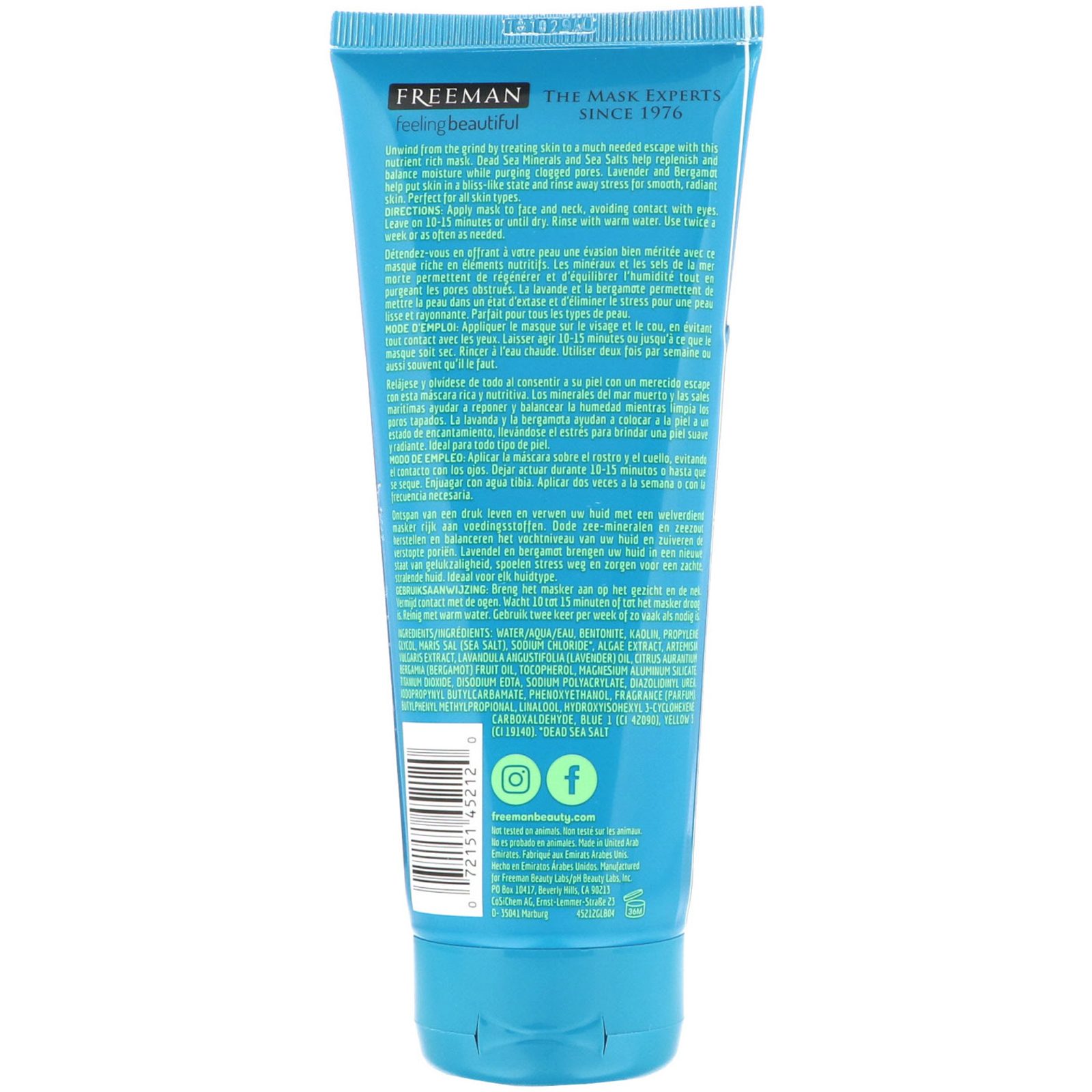 Freeman Beauty, Feeling Beautiful, Máscara de Argila Anti Estresse, Minerais do Mar Morto, 6 fl oz (175 ml) - Imagem 2