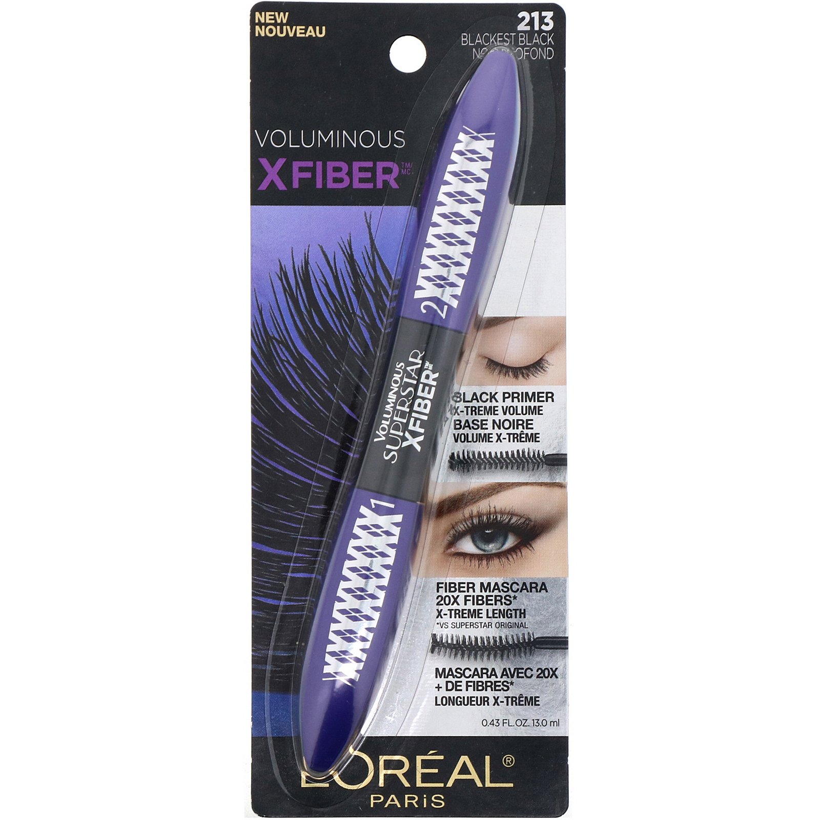 L'Oreal, Rímel Voluminous XFiber, 213 Preto mais preto, 13 ml - Imagem 2