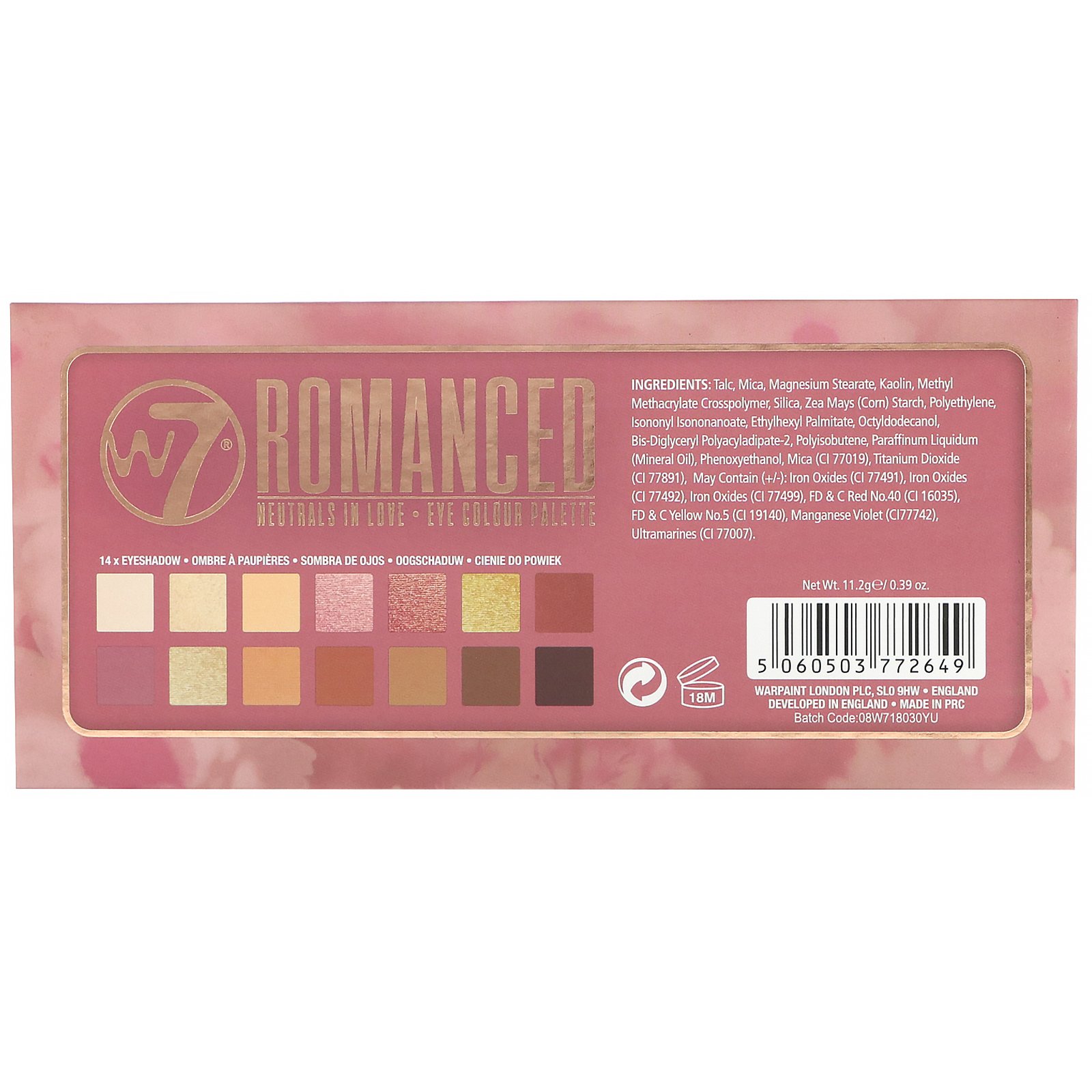 W7, Romanced, Neutrals In Love, Paleta de sombras, 11,2 g - Imagem 3
