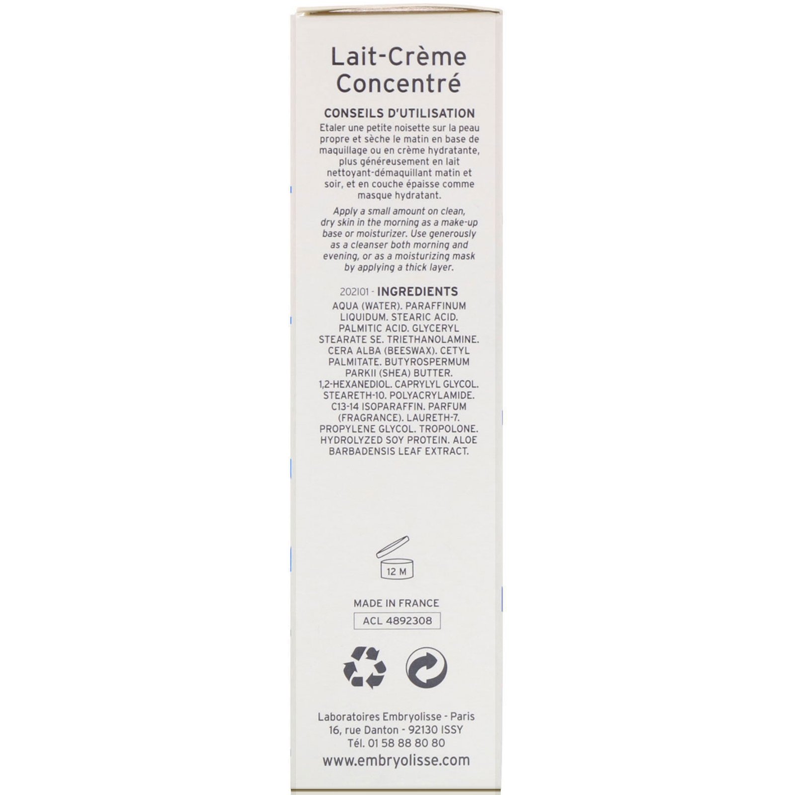 Embryolisse, Lait-Creme Concentre, Hidratante Nutritivo Multifuncional, 30 ml (1,01 fl oz) - Imagem 3