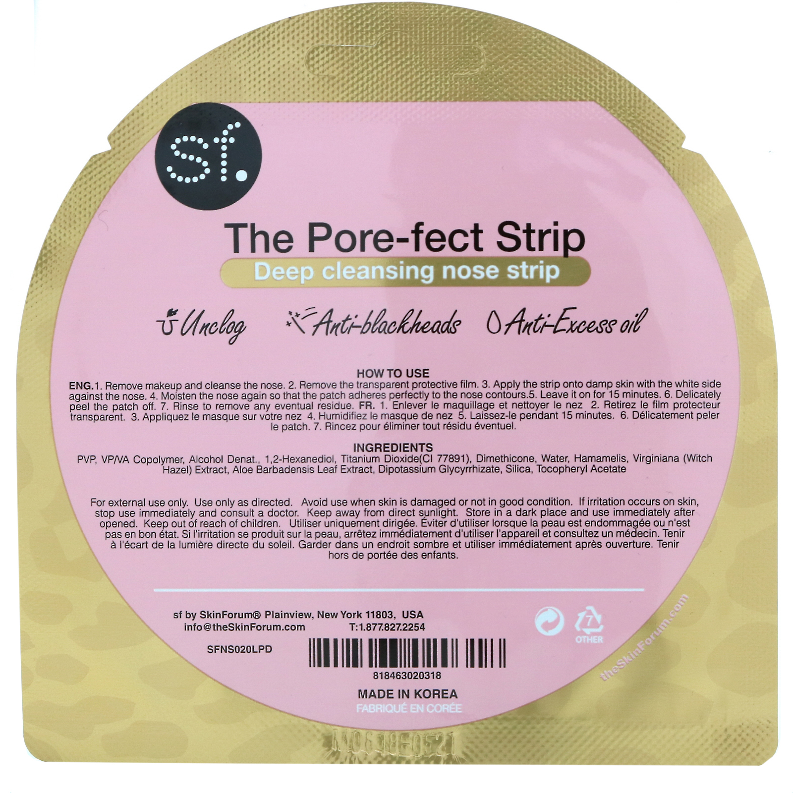 SFGlow, The Pore-fect Strip, Deep Cleansing Nose Strip, 1 Nose Strip, 0.6 g (0.02 oz) - Imagem 2
