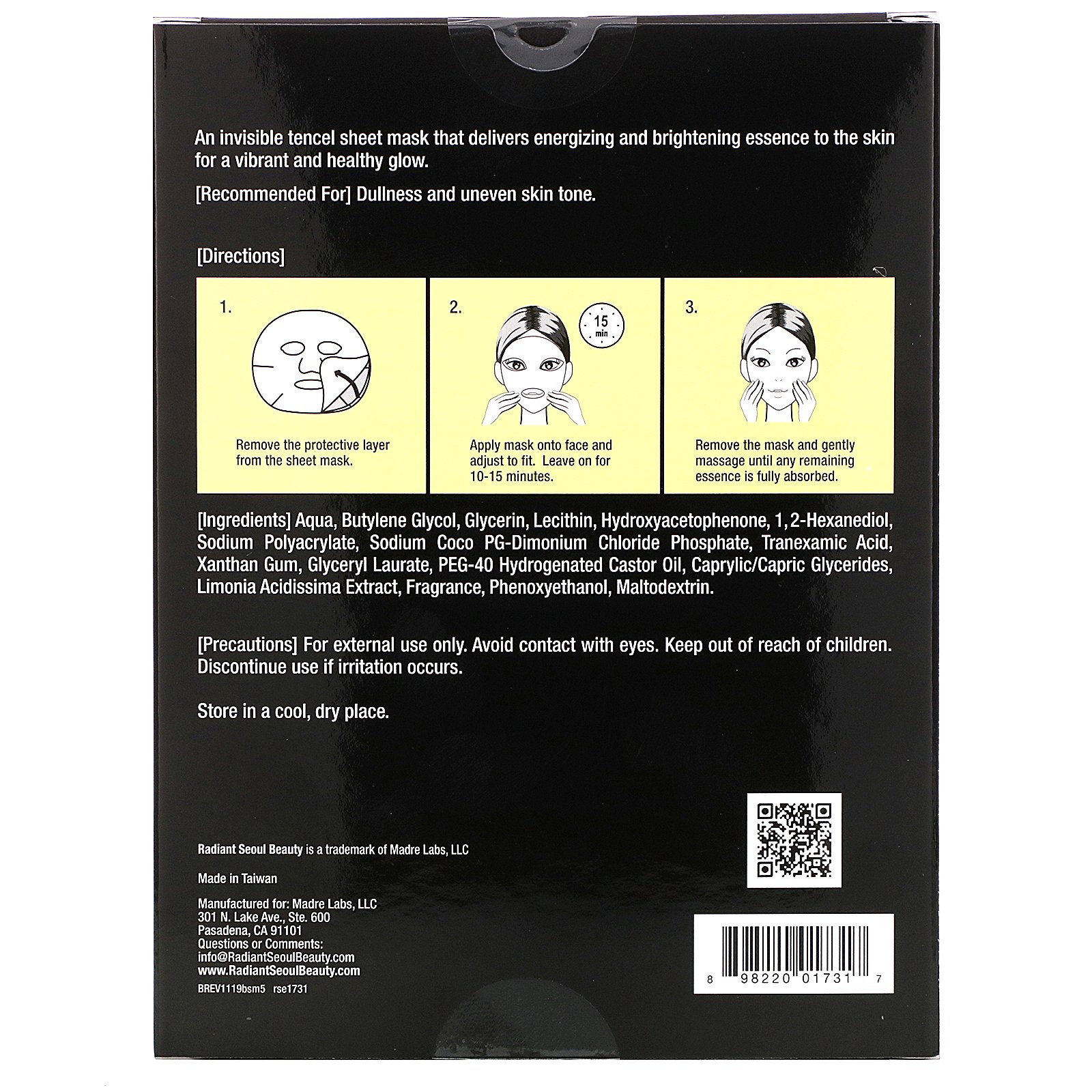 Radiant Seoul, Brightening Sheet Mask, 5 Sheet Masks, 0.85 fl oz (25 ml) Each - Imagem 2
