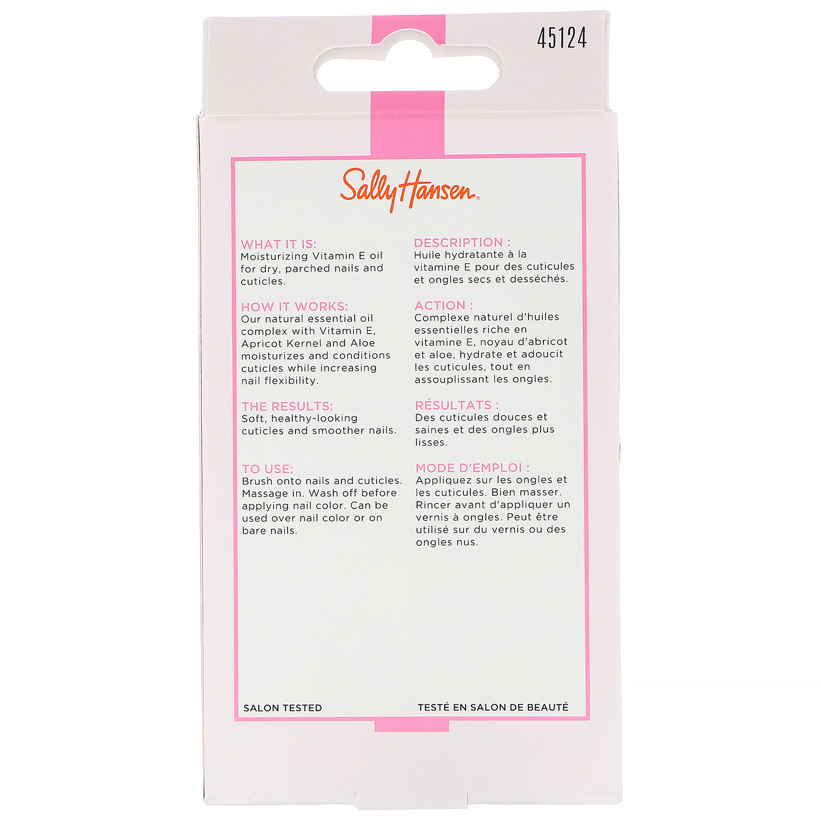 Sally Hansen, Óleo para cutícula e unhas com vitamina E, 0,45 fl oz (13,3 ml) - Imagem 2