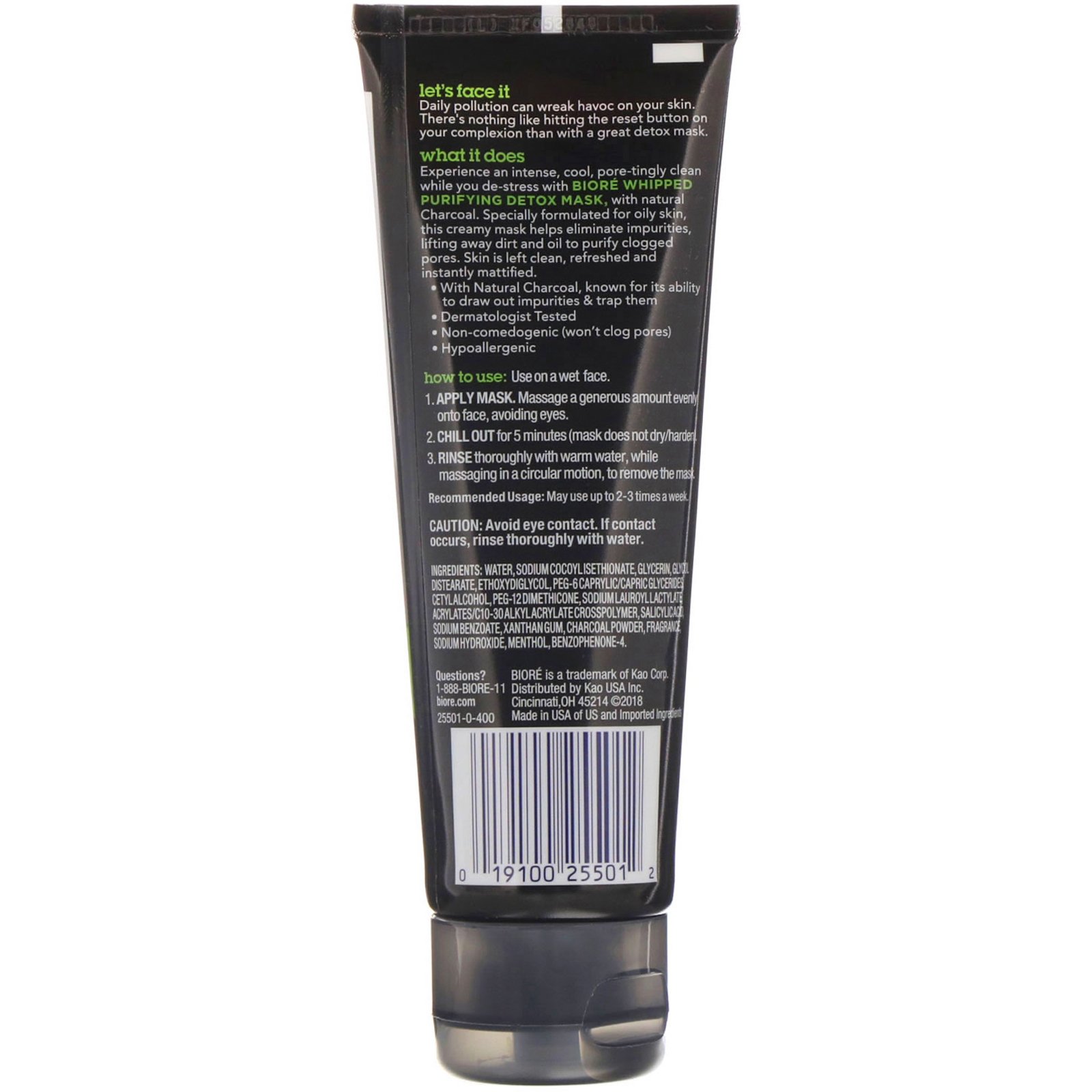 Biore, Máscara cremosa detox purificadora, carvão, 4 oz (113 g) - Imagem 2